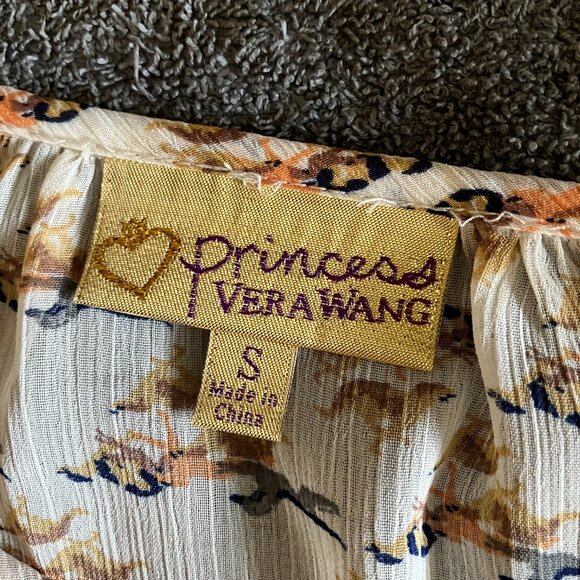 Princess Vera Wang Blouse Cream Brown Dogs Small NWT - Picture 4 of 6